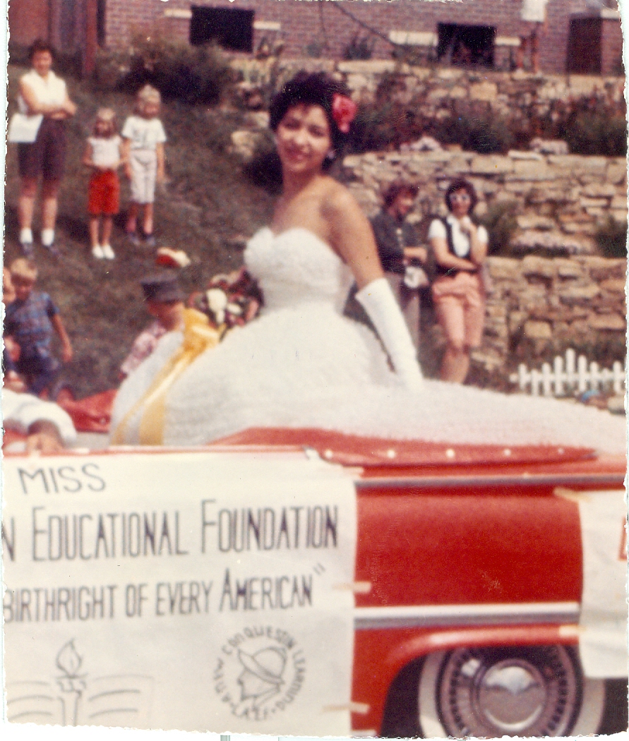 Sharon Martinez Stetson in Broomfield parade, 1959 (color photo) | Boulder  County Latino History Project